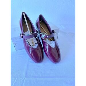 A New Day Burgundy Patent Mary Jane Ballet Flats Women's Size 9.5